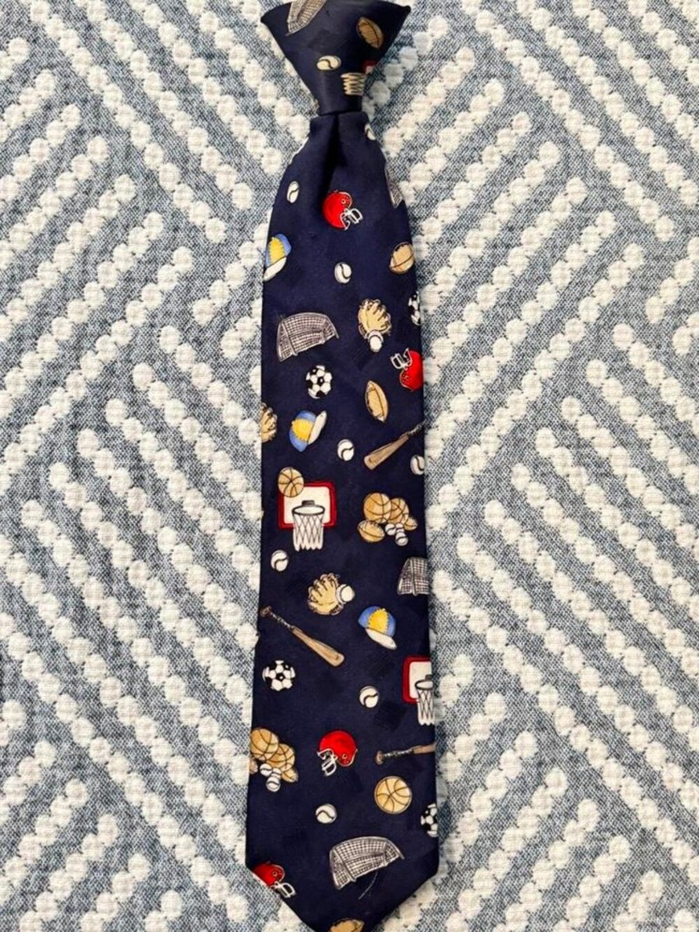 Van Heusen Navy Blue Sports Equipment Graphic Novelty Tie OS